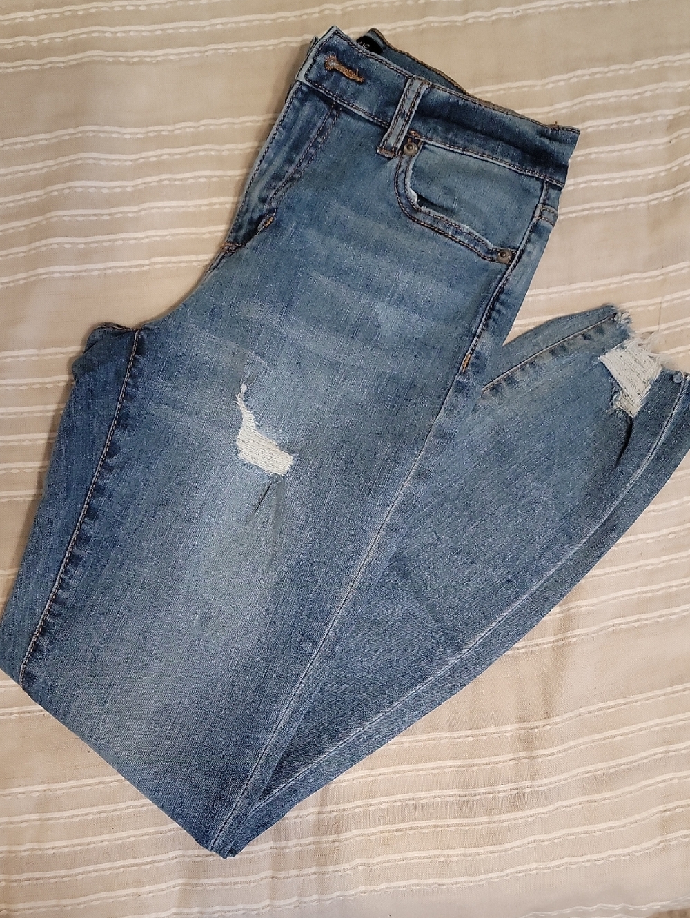 Banana Republic Light Blue Skinny Jeans with Distressed Detail